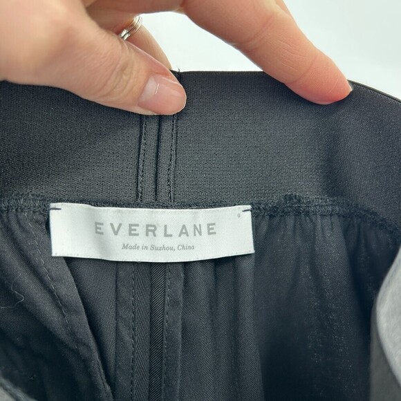 EVERLANE Black 100% Wool Ankle Zip Pull On Elastic Waist Trouser Pants Size 0 - Picture 6 of 7